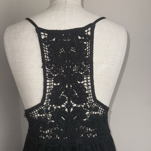 NEW Jason Wu Black Crochet Maxi Dress Boho Beach Vacation Linen Blend Sz XS - Picture 7 of 12